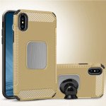 Wholesale iPhone X (Ten) Metal Plate Hybrid Case for Magnetic Holder (Gold)